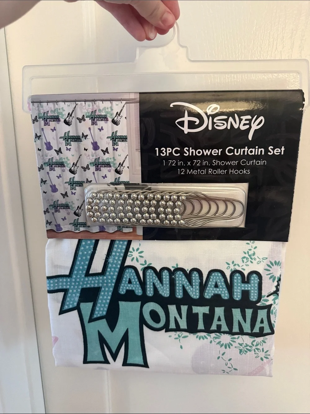 Disney Hannah Montana Shower Curtain Set - Teal, Black, White
